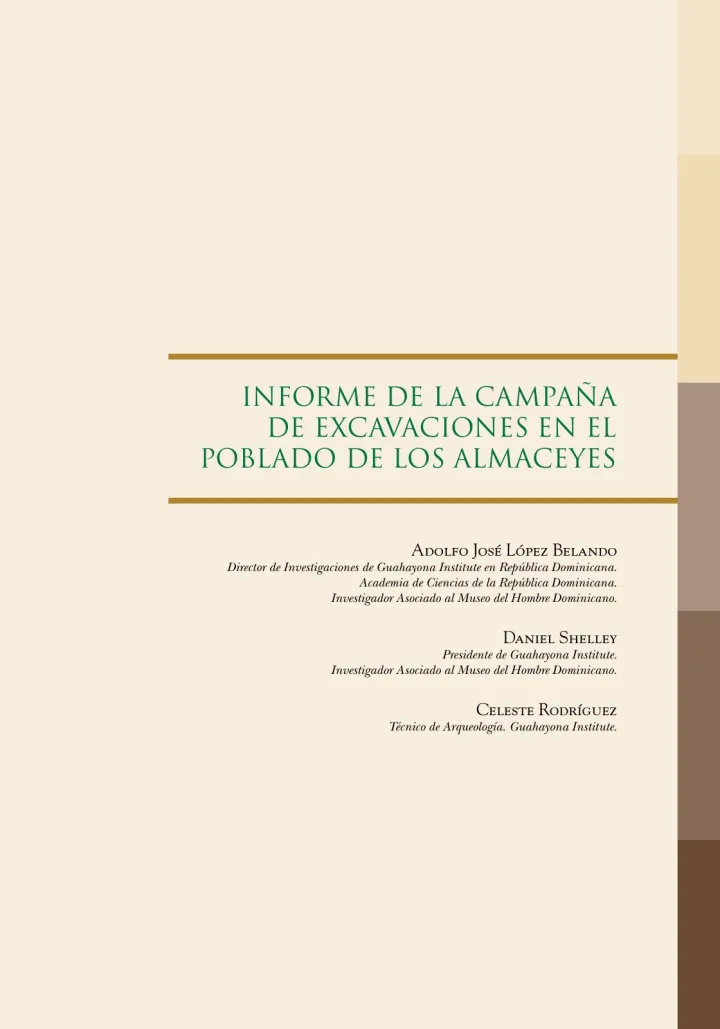 Portada de Informe de la Campaña de excavaciones en el poblado de los Almaceyes