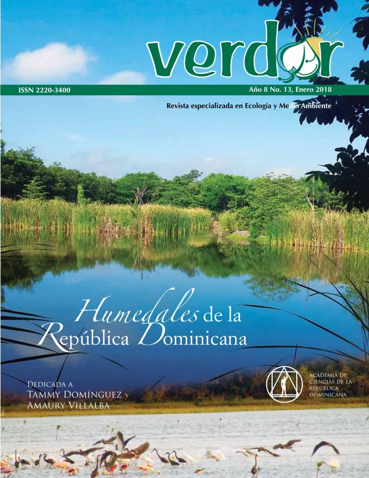 Portada de Verdor: Revista especializada en Ecología y Medio Ambiente. Año 8, No. 13: Humedales de la República Dominicana