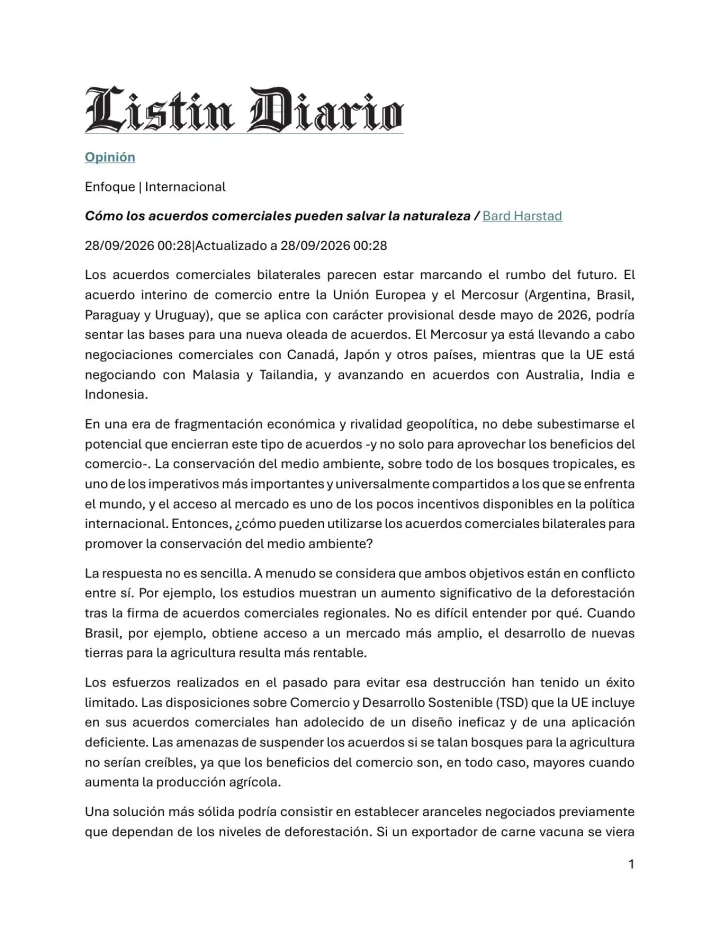 Portada de Cómo los acuerdos comerciales pueden salvar la naturaleza