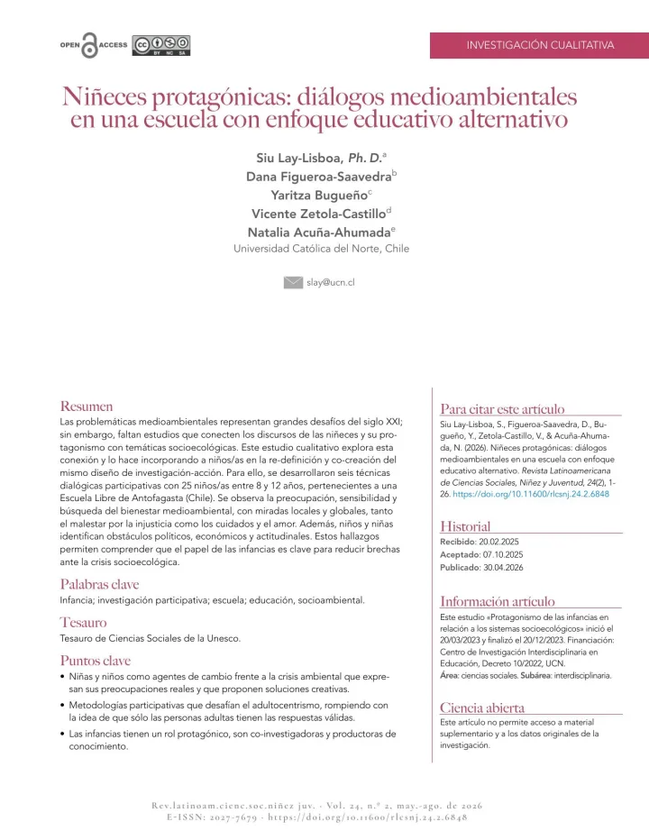 Portada de Niñeces protagónicas: diálogos medioambientales en una escuela con enfoque educativo alternativo