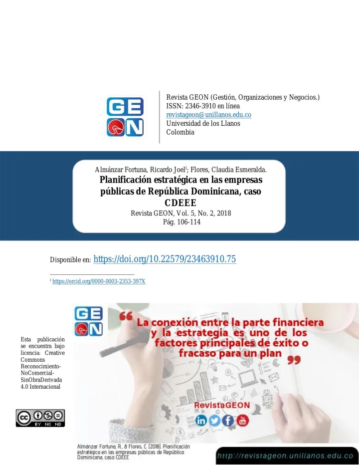 Portada de Planificación estratégica en las empresas públicas de República Dominicana: caso CDEEE