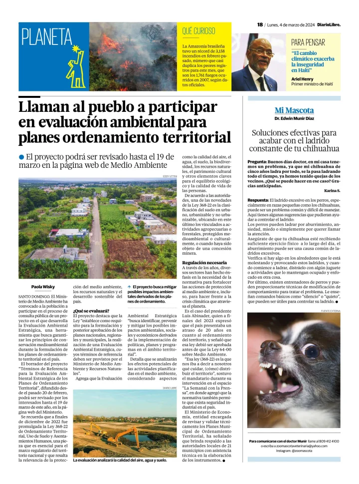 Portada de Llaman al pueblo a participar  en evaluación ambiental para  planes ordenamiento territorial.  El proyecto podrá ser revisado hasta el 19 de  marzo en la página web de Medio Ambiente