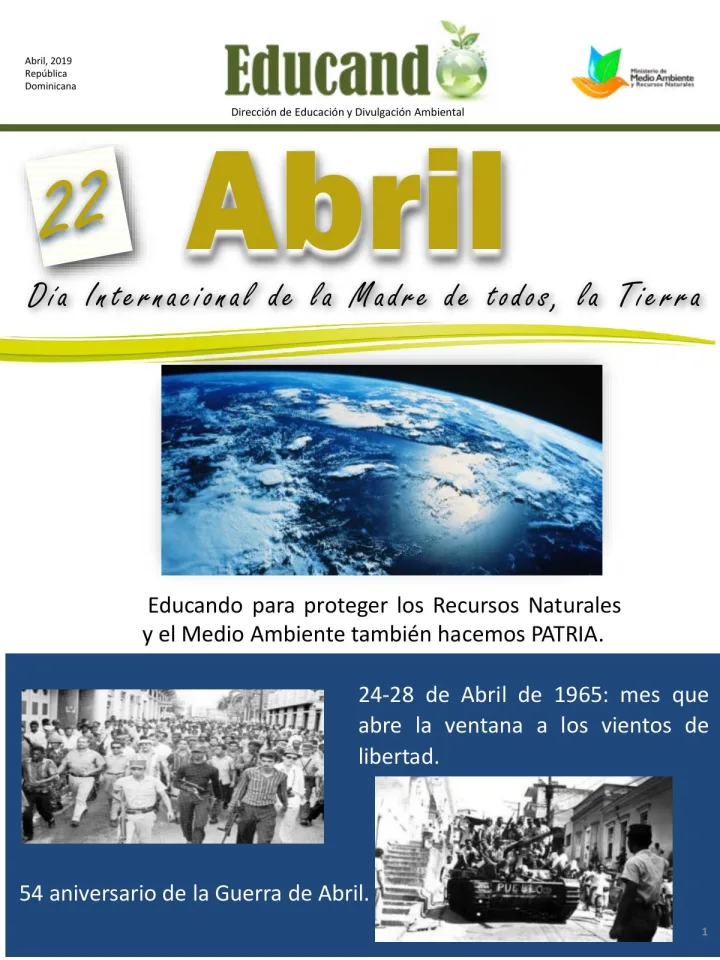 Portada de Educando: Boletín de la Dirección de Educación y Divulgación Ambiental (Abril 2019)