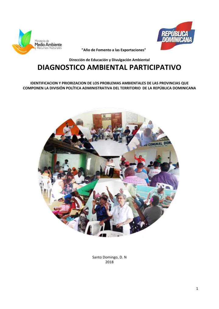 Portada de Diagnóstico Ambiental Participativo: Identificación y priorización de los problemas ambientales de las provincias que componen la división política administrativa del territorio de la República Dominicana
