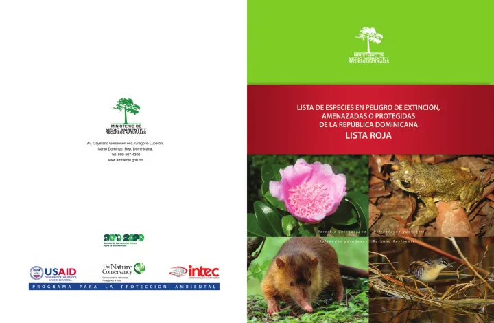 Portada de Lista de Especies en Peligro de Extinción, Amenazadas o Protegidas de la República Dominicana (Lista Roja)