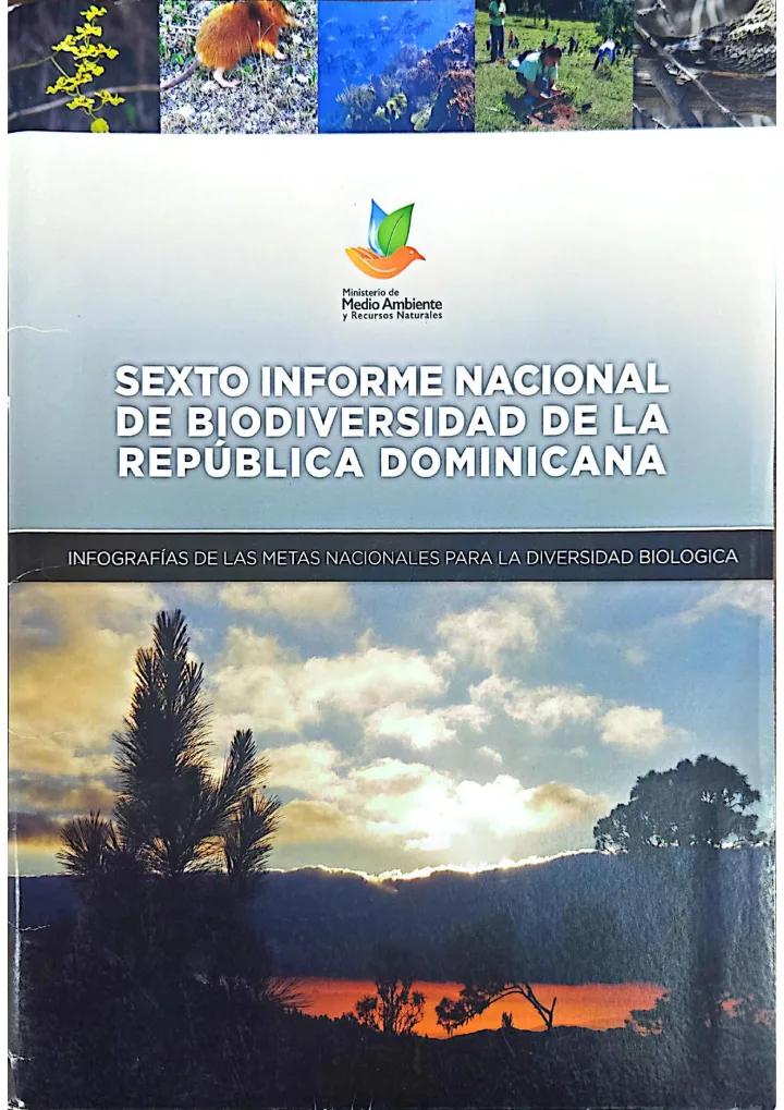 Portada de Sexto Informe Nacional de Biodiversidad de la República Dominicana: Infografías de las metas nacionales para la diversidad biológica