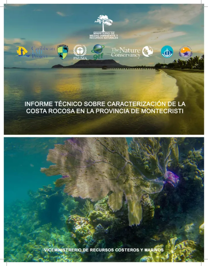 Portada de Informe técnico sobre caracterización de la costa rocosa en la provincia Montecristí