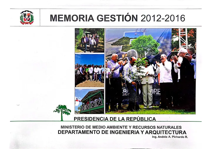 Portada de Memoria Gestión 2012-2016 del Ministerio de Medio Ambiente y Recursos Naturales