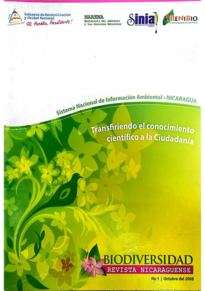 Portada de Sistema Nacional de Información Ambiental, NICARAGUA. Transfiriendo el conocimiento científico a la Ciudadanía
