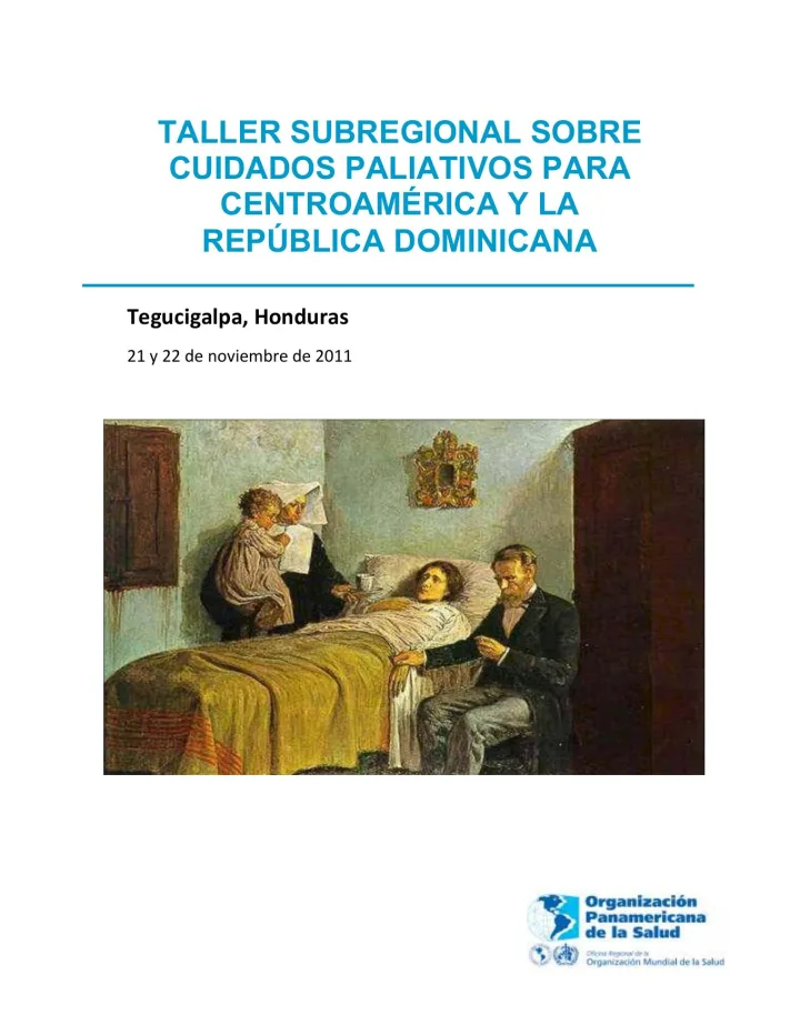 Portada de Taller subregional sobre cuidados paliativos para Centroamérica y la República Dominicana