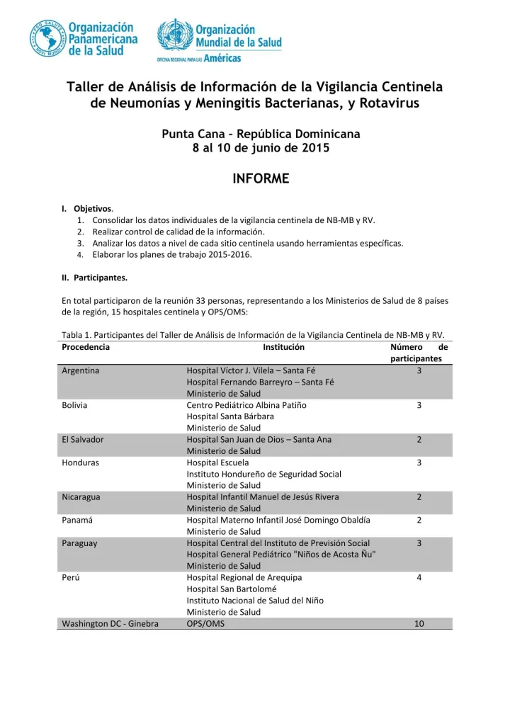 Portada de Taller de Análisis de Información de la Vigilancia Centinela de Neumonías y Meningitis Bacterianas, y Rotavirus