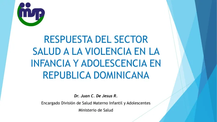 Portada de Respuesta del sector salud a la violencia en la infancia y adolescencia en República Dominicana