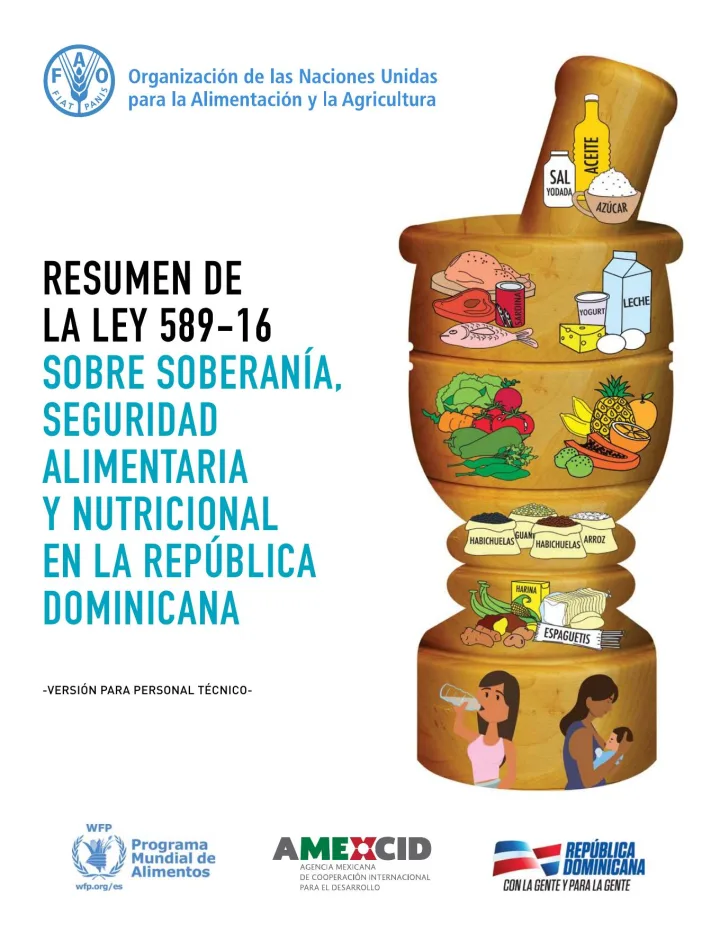 Portada de Resumen de la Ley 589-16 sobre Soberanía, Seguridad Alimentaria y Nutricional en la República Dominicana: Versión para personal técnico