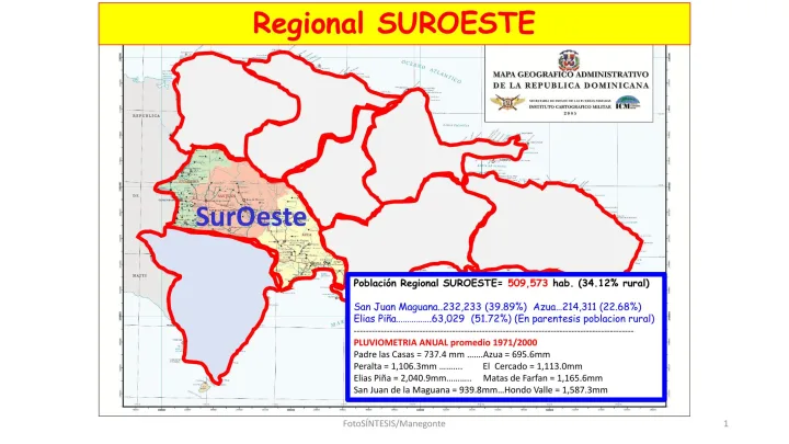Portada de Pluviometría y temperatura de la Regional Suroeste 1971-2000