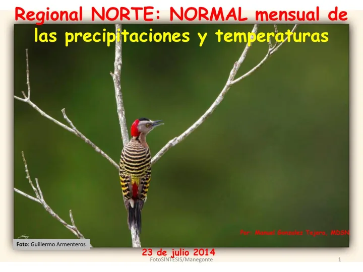 Portada de Regional NORTE: NORMAL mensual de las precipitaciones y temperaturas