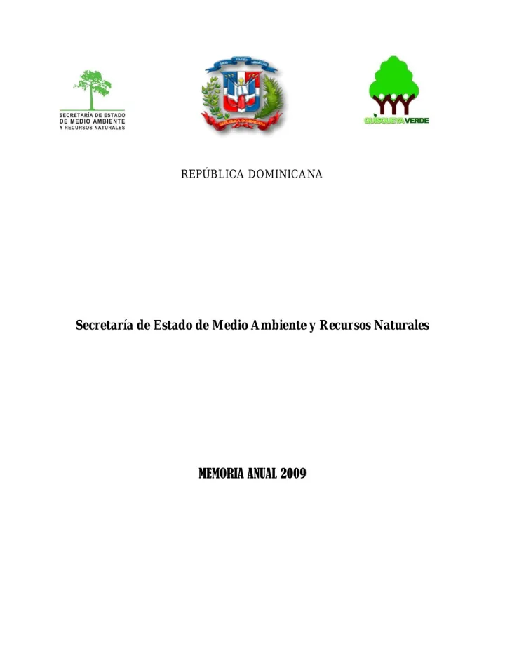 Portada de Secretaría de Estado de Medio Ambiente y Recursos Naturales. Memoria Institucional 2009