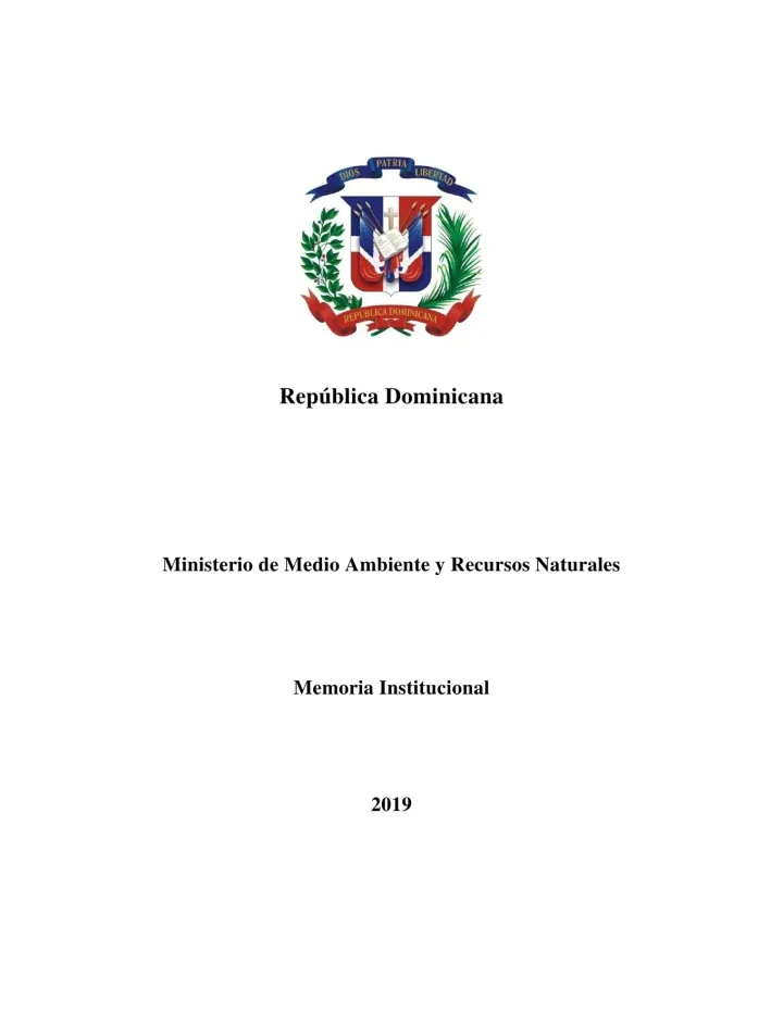 Portada de Ministerio de Medio Ambiente y Recursos Naturales. Memoria Institucional 2019