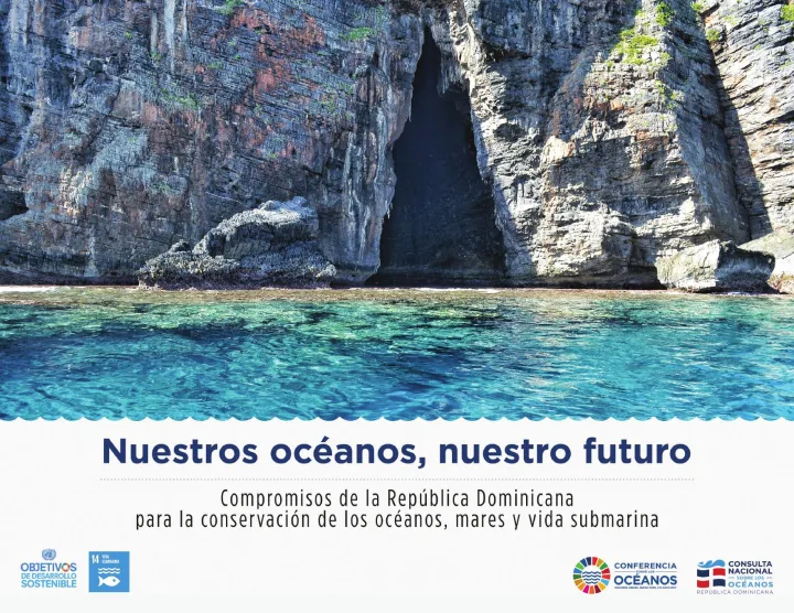 Portada de Nuestros océanos, nuestro futuro: compromisos de la República Dominicana para la conservación de los océanos, mares y vida submarina