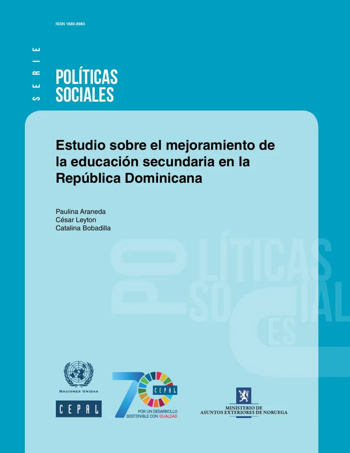 Portada de Estudio sobre el mejoramiento de la educación secundaria en la República Dominicana