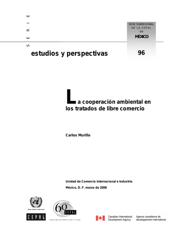 Portada de La cooperación ambiental en los tratados de libre comercio