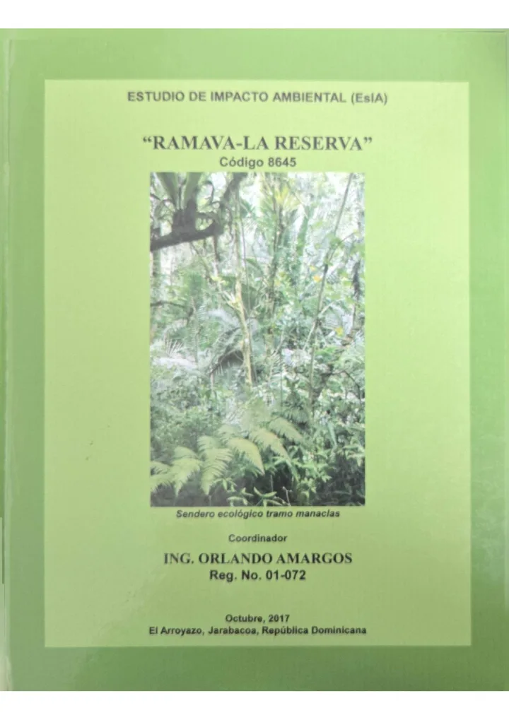 Portada de Estudio de impacto Ambiental, Ramava-La Reserva