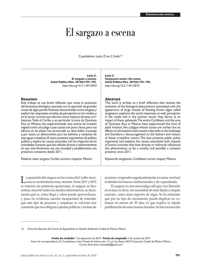 Portada de El sargazo a escena