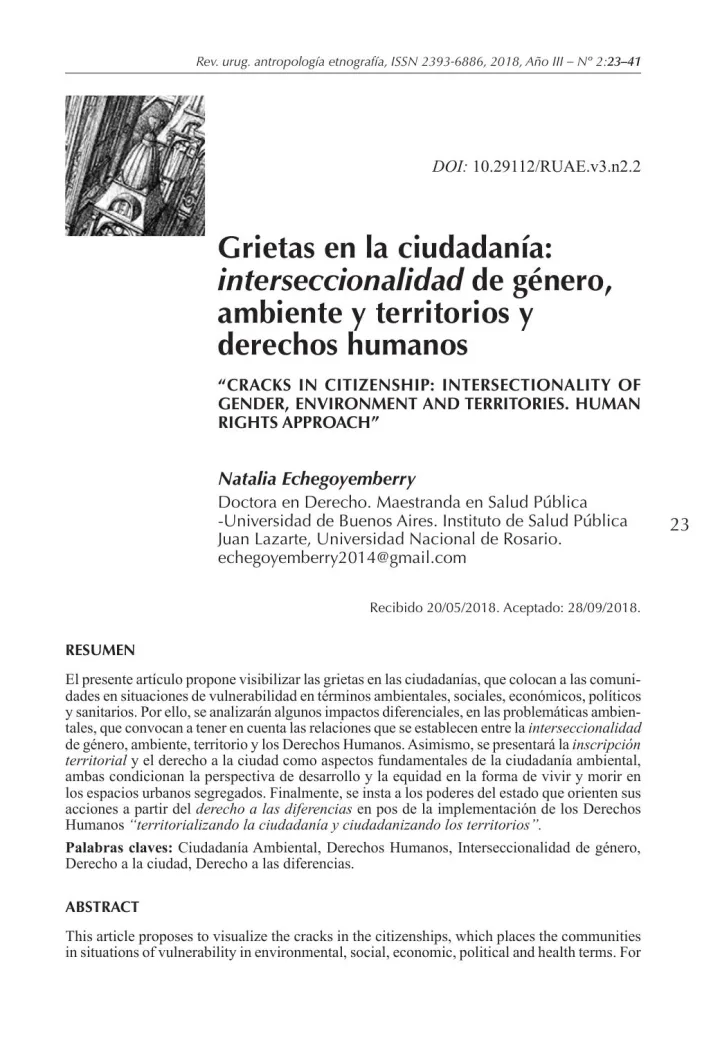 Portada de Grietas en la ciudadanía: interseccionalidad de género, ambiente y territorios y derechos humanos