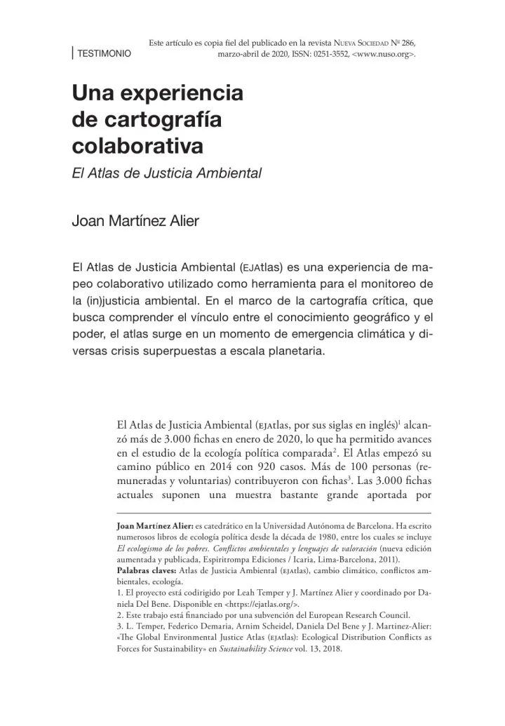 Portada de Una experiencia de cartografía colaborativa. El Atlas de Justicia Ambiental