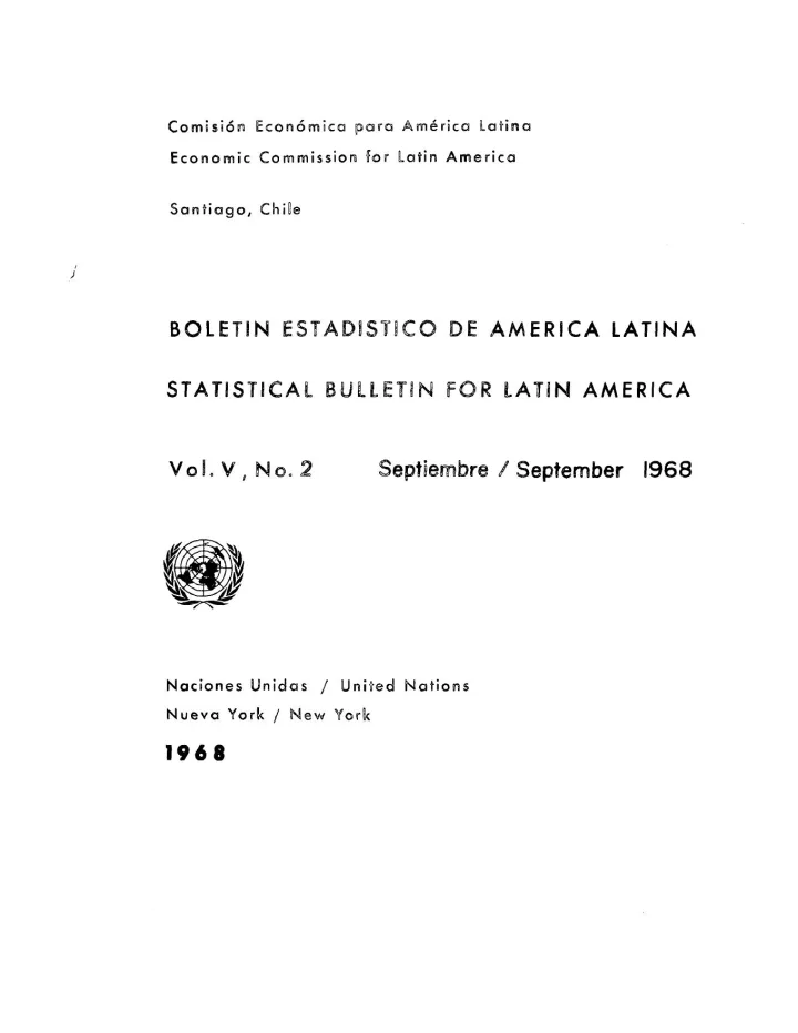 Portada de Boletín estadístico de América Latina = Statistical bulletin for Latin America