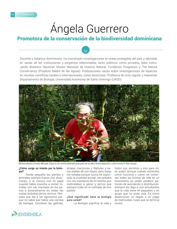 Portada de Ángela Guerrero: Promotora de la conservación de la biodiversidad dominicana