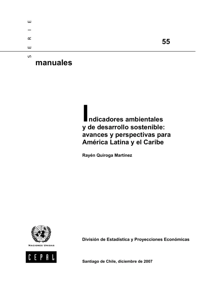 Portada de Indicadores ambientales y de desarrollo sostenible: avances y perspectivas para América Latina y el Caribe