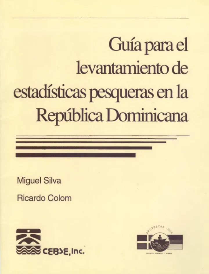 Portada de Guía para el levantamiento de estadísticas pesqueras en la República Dominicana
