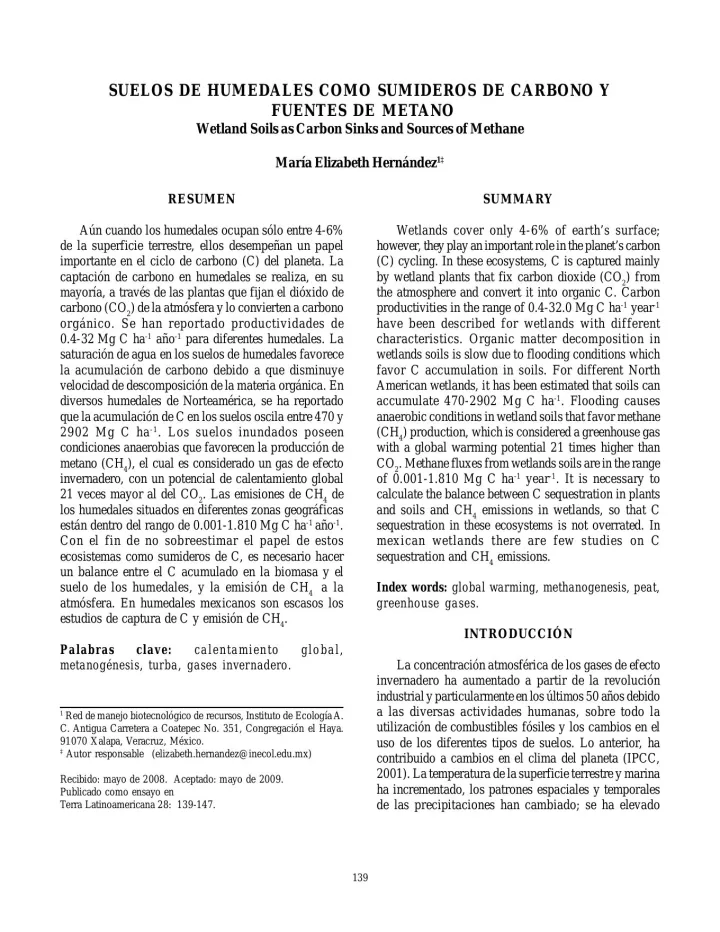 Portada de Suelos de humedales como sumideros de carbono y fuentes de metano