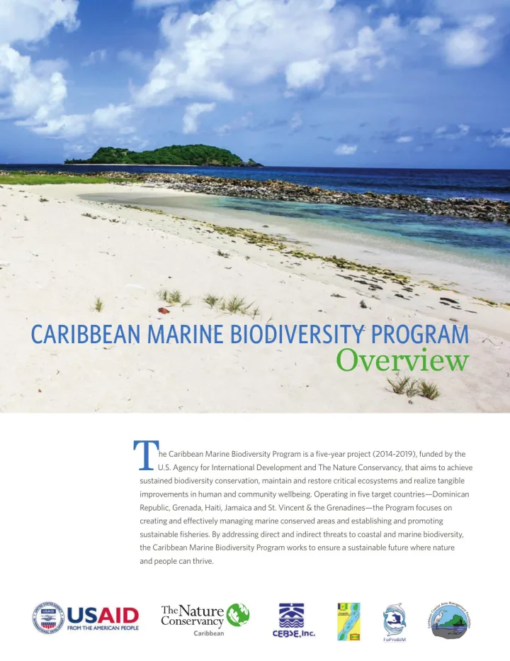 Portada de Caribbean Marine Biodiversity Program: Overview