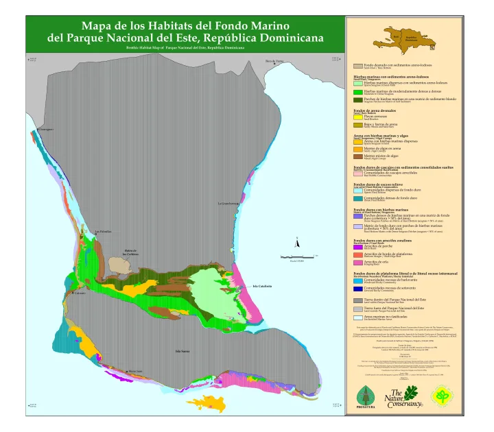 Portada de Benthic Habitat Map of Parque Nacional del Este, República Dominicana / Mapa de los hábitats del fondo marino del Parque Nacional del Este, República Dominicana