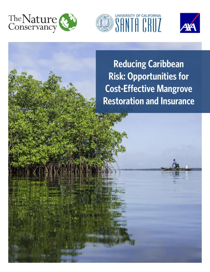 Portada de Reducing Caribbean Risk: Opportunities for Cost-Effective Mangrove Restoration and Insurance