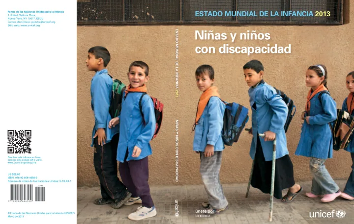 Portada de Estado Mundial de la Infancia 2013: Niñas y niños con discapacidad